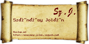 Szénásy Jolán névjegykártya
